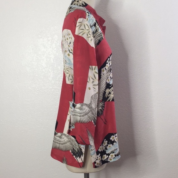 Citron Silk Japanese Print Shirt M - Picture 3 of 6
